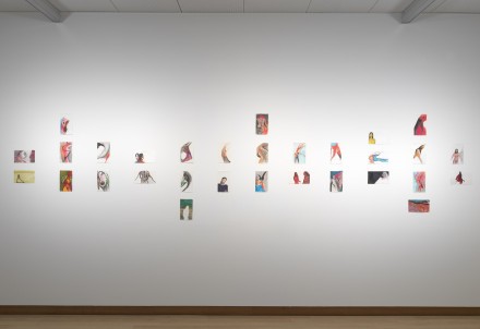Selma Selman, Sleeping Guards, 2025, mixed media on paper, 12,2 x 20,5 cm (x30), installation view at Stedelijk Museum Amsterdam (NL), Photo: Gert Jan van Rooij